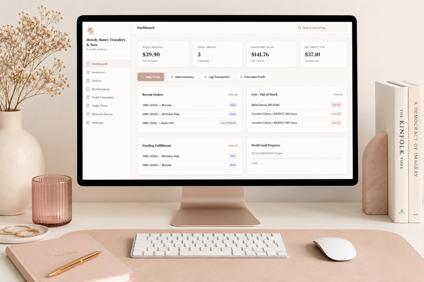 Pretty Seller Dashboard - Tshirt Edition