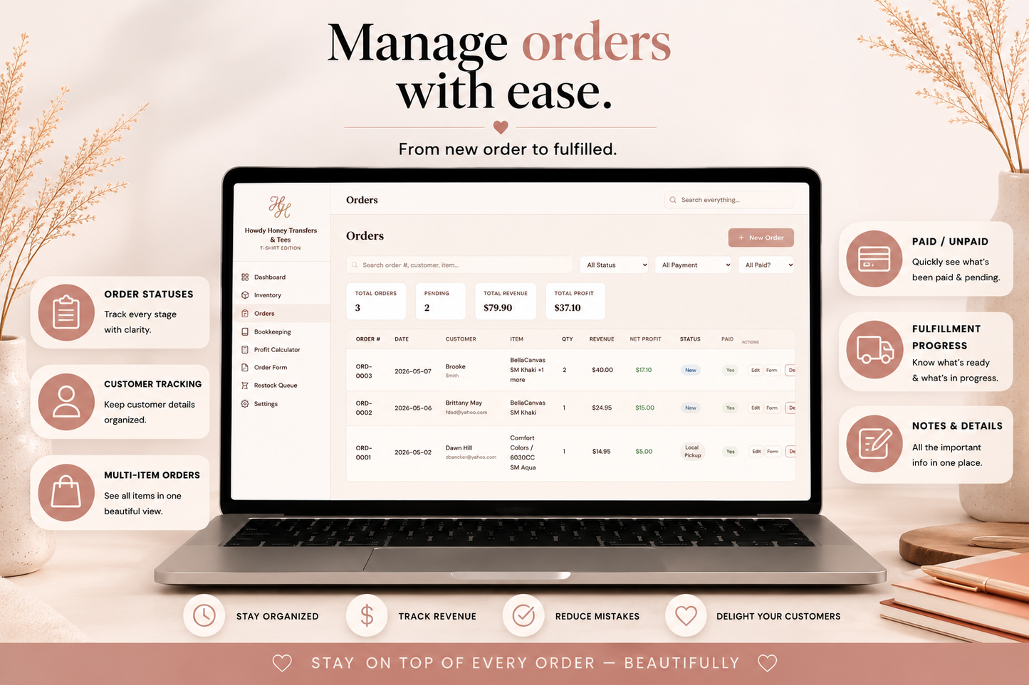 Pretty Seller Dashboard - Tshirt Edition