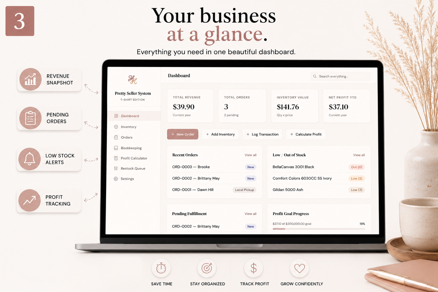 Pretty Seller Dashboard - Tshirt Edition